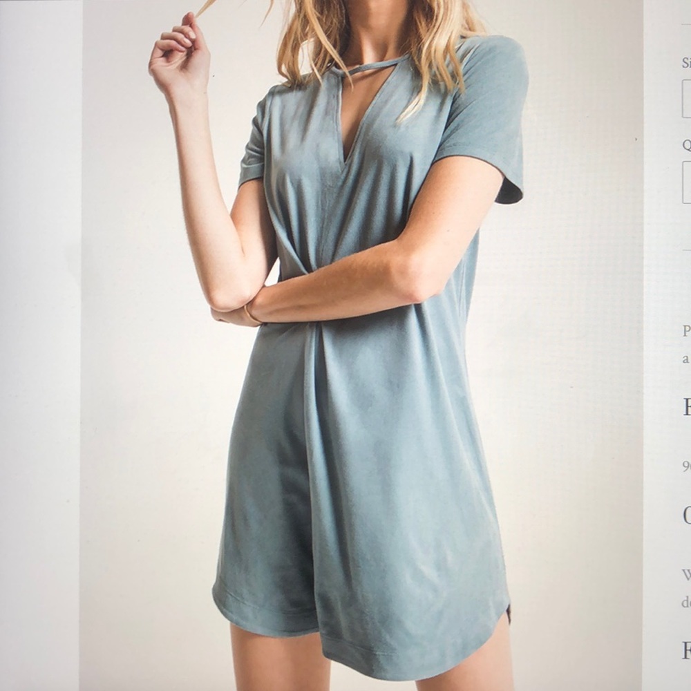Z Supply Faux Suede dress V-cutout short sleeve XS
